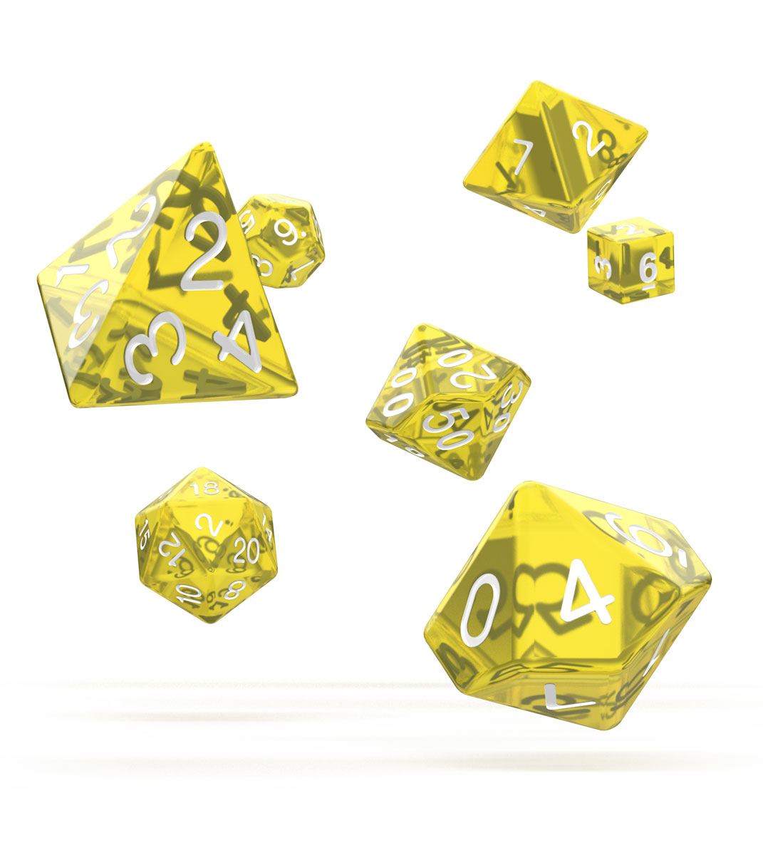 Oakie Doakie Dice RPG Set Translucent Yellow (7) - Loaded Dice