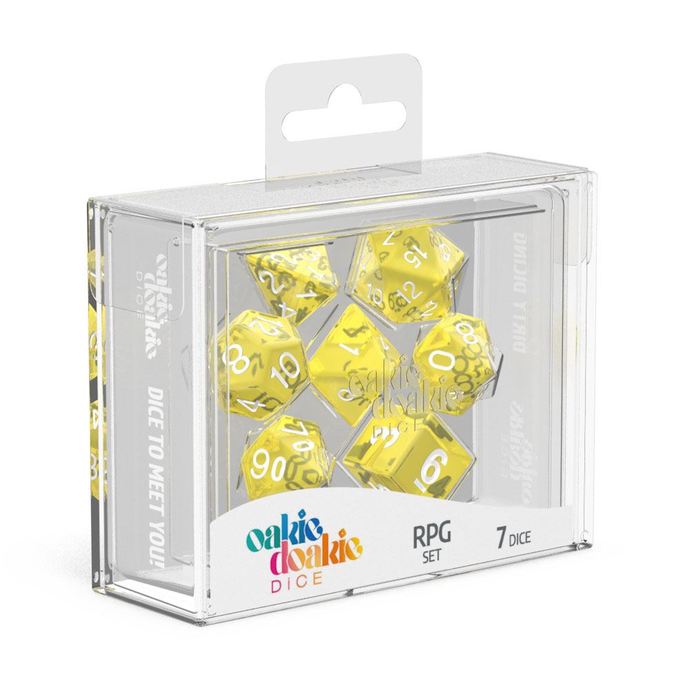 Oakie Doakie Dice RPG Set Translucent Yellow (7) - Loaded Dice