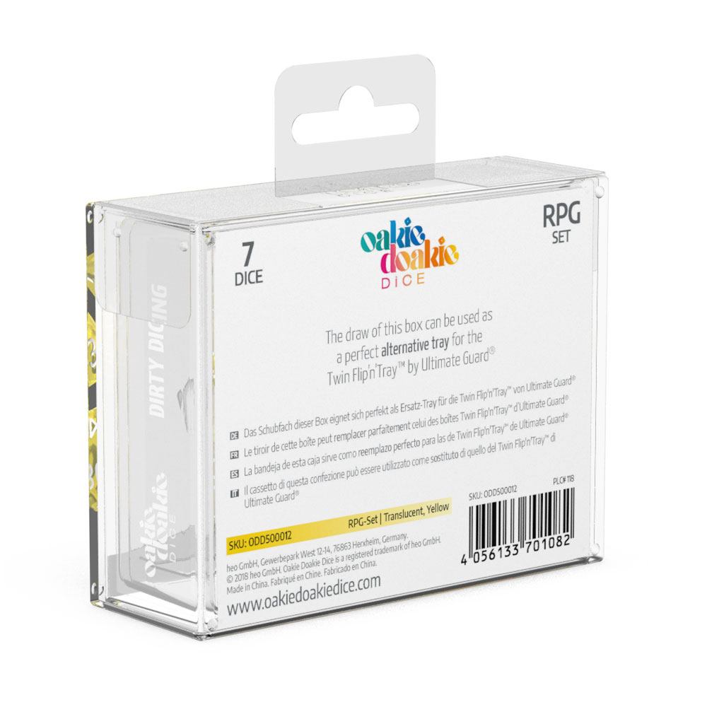 Oakie Doakie Dice RPG Set Translucent Yellow (7) - Loaded Dice
