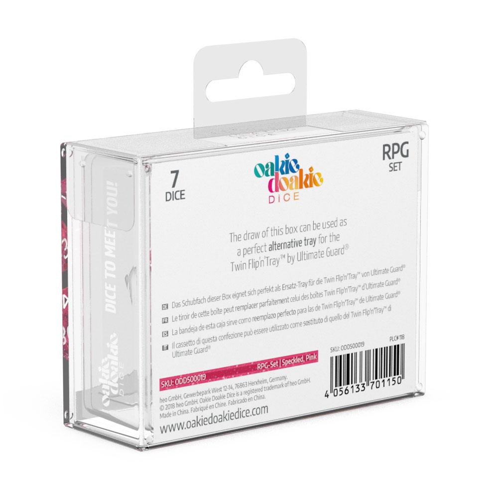 Oakie Doakie Dice RPG Set Speckled - Pink (7) - Loaded Dice