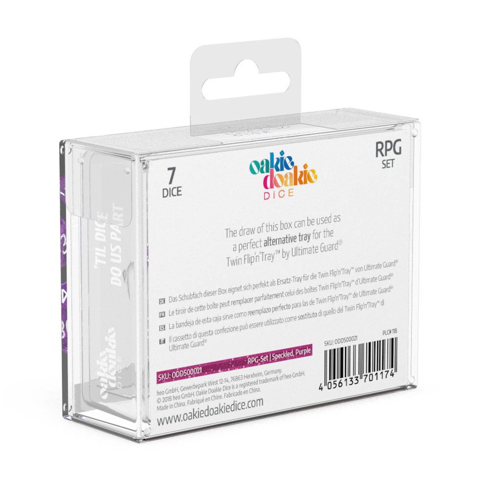 Oakie Doakie Dice - RPG Set 7 Pack Speckled - Purple - Loaded Dice