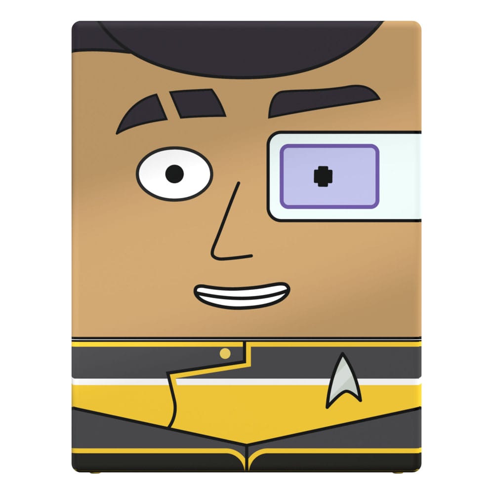 Squaroes Star Trek: Lower Decks Sam Rutherford ST004 card box, straight-on front view of the face design