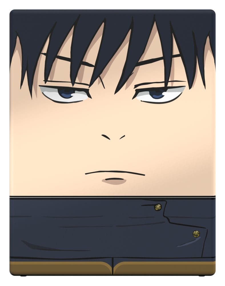 Squaroes Jujutsu Kaisen Megumi Fushiguro deck box, straight-on close front view of the face