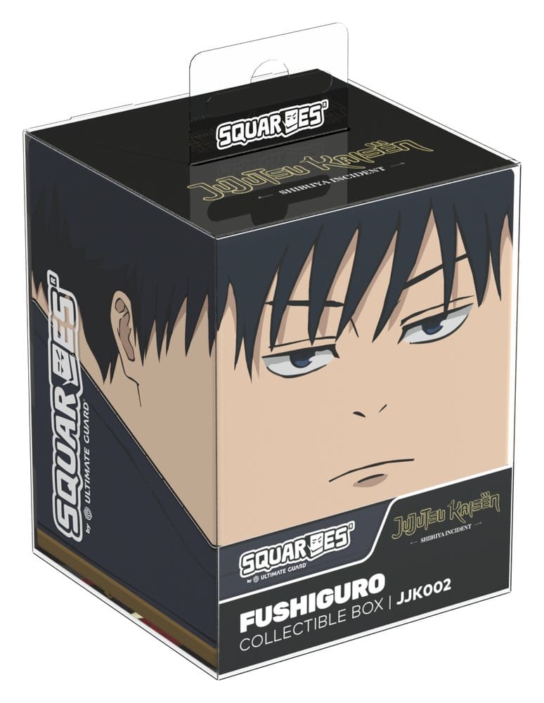 Squaroes Jujutsu Kaisen Megumi Fushiguro deck box, in clear retail packaging, front corner view