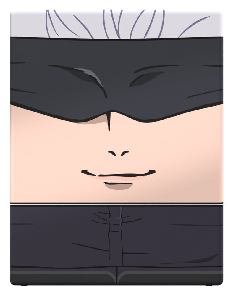 Squaroes Jujutsu Kaisen Satoru Gojo deck box, straight-on close front view of the face