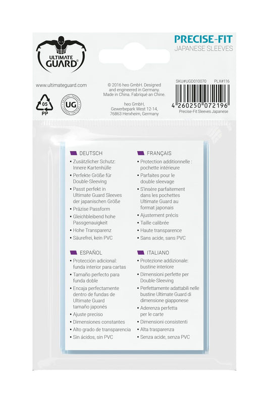 Ultimate Guard Precise-Fit Sleeves Japanese Size (100) - Loaded Dice