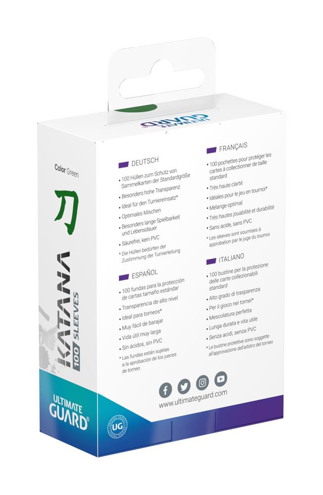 Ultimate Guard Katana Sleeves Standard Size Green (100) - Loaded Dice