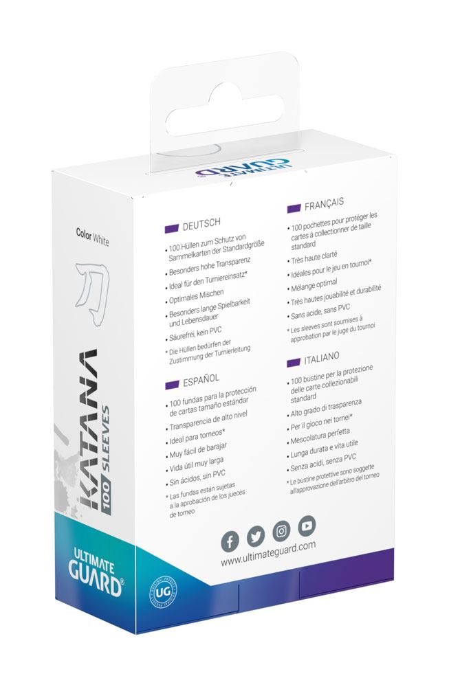 Ultimate Guard Katana Sleeves Standard Size White (100) - Loaded Dice