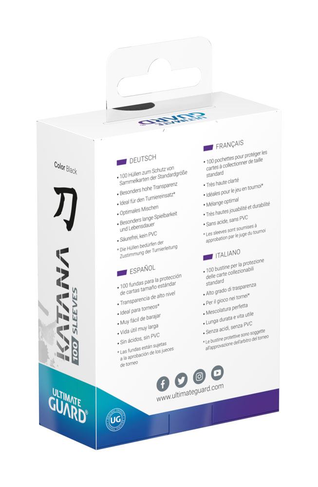 Ultimate Guard Katana Sleeves Standard Size Black (100) - Loaded Dice
