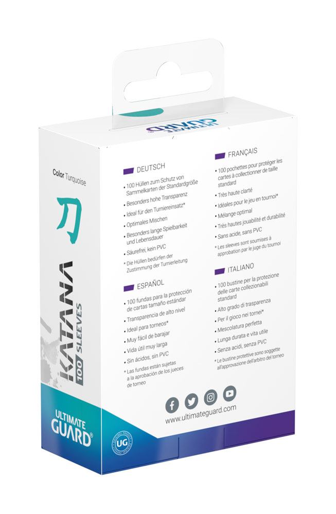 Ultimate Guard Katana Sleeves Standard Size Turquoise (100) - Loaded Dice