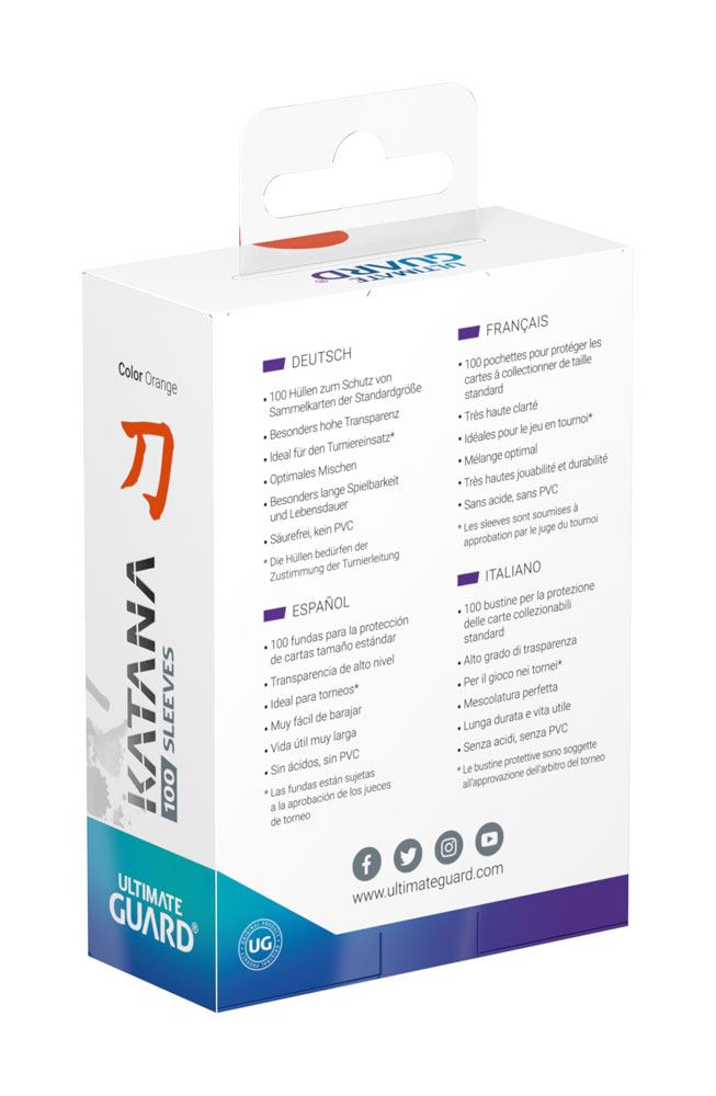 Ultimate Guard Katana Sleeves Standard Size (100) - Orange - Loaded Dice