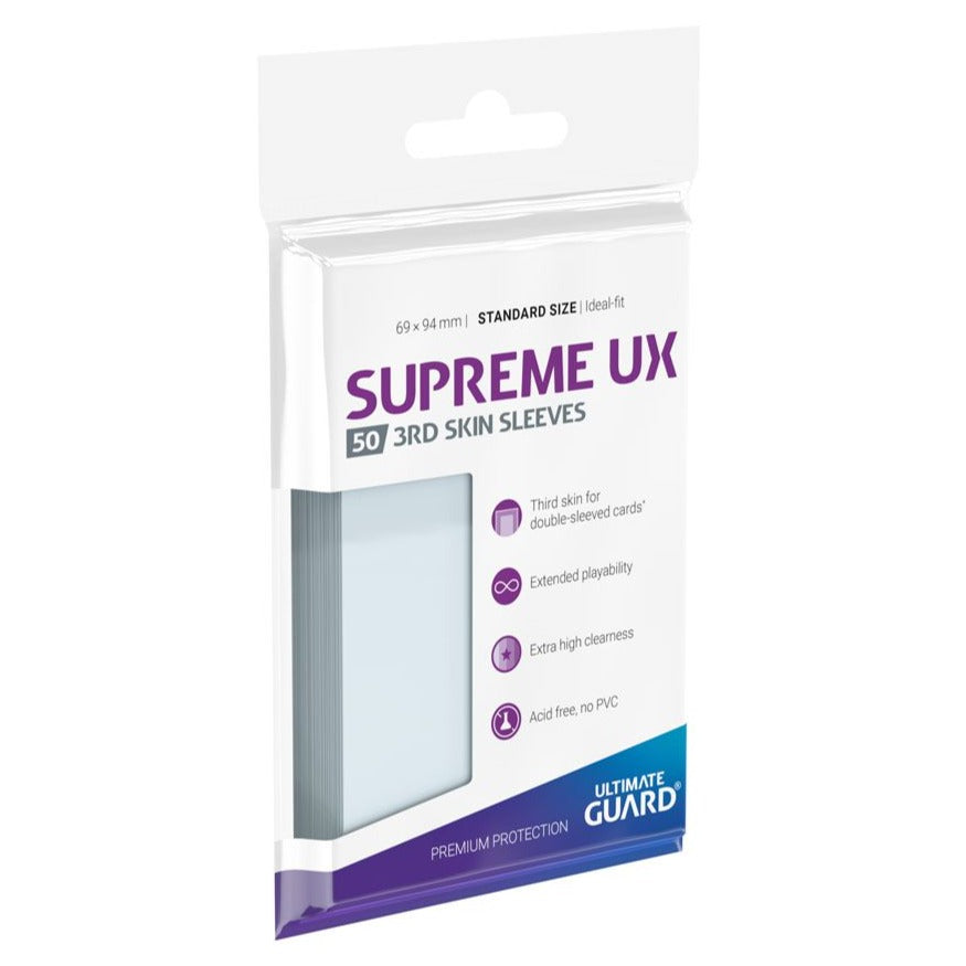 Ultimate Guard Supreme UX 3rd Skin Sleeves Standard Size Transparent (50) - Loaded Dice Barry Vale of Glamorgan CF64 3HD
