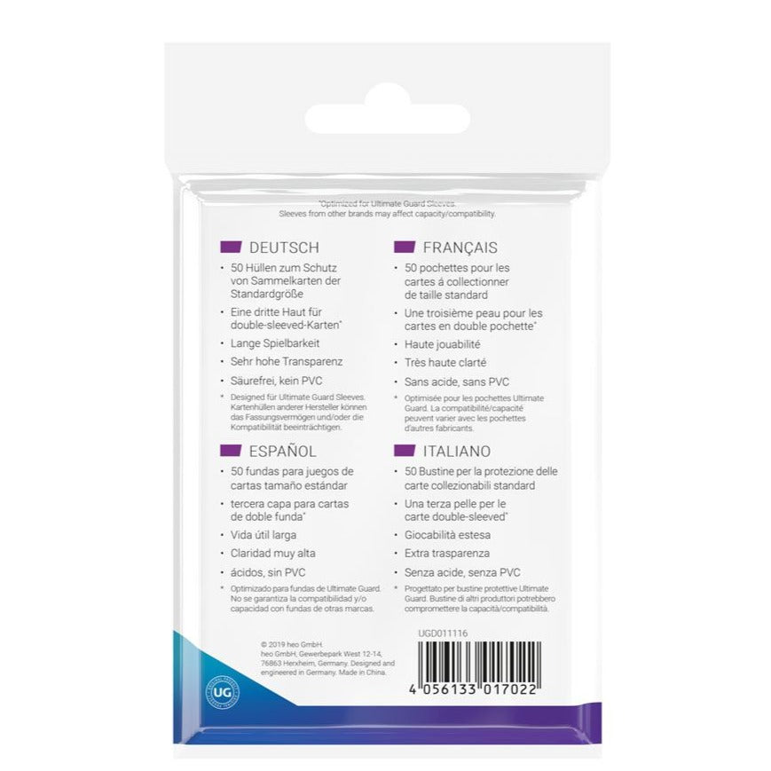 Ultimate Guard Supreme UX 3rd Skin Sleeves Standard Size Transparent (50) - Loaded Dice