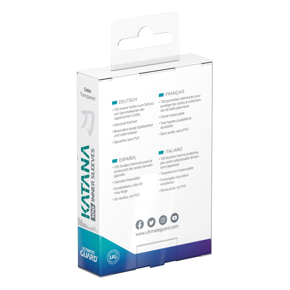 Ultimate Guard Katana Inner Sleeves Japanese Size Transparent (100) - Loaded Dice