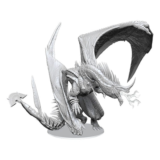 WizKids D&D Nolzur's Ancient Blue Dragon unpainted miniature, front view