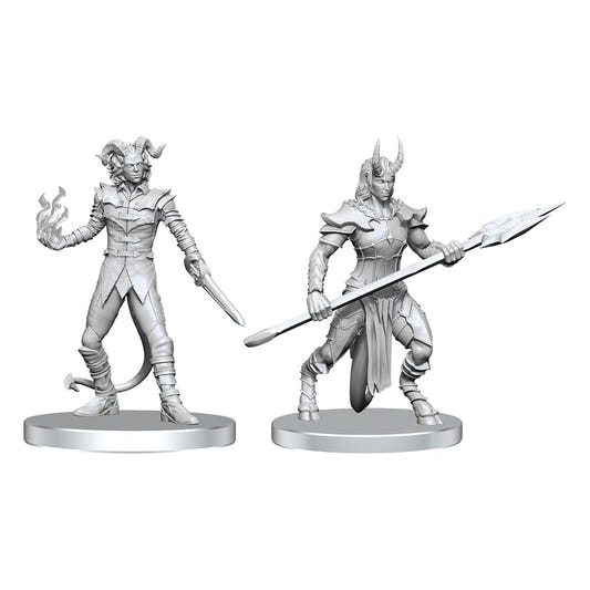 Pathfinder Deep Cuts Vordine & Pitborn Rogue unpainted miniatures, both figures side by side