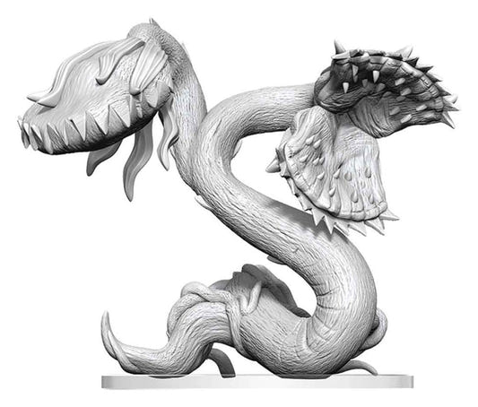Pathfinder Battles Deep Cuts Snapping Flytrap unpainted miniature, close-up of two snapping heads