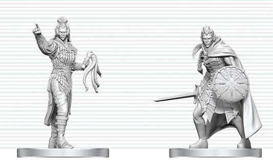 WizKids D&D Nolzur's Drow Priestess of Lolth and Drow Elite Warrior, unpainted miniatures