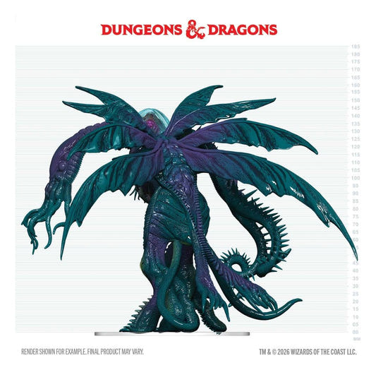 WizKids D&D Icons of the Realms Cthulhu painted miniature, back view on scale grid