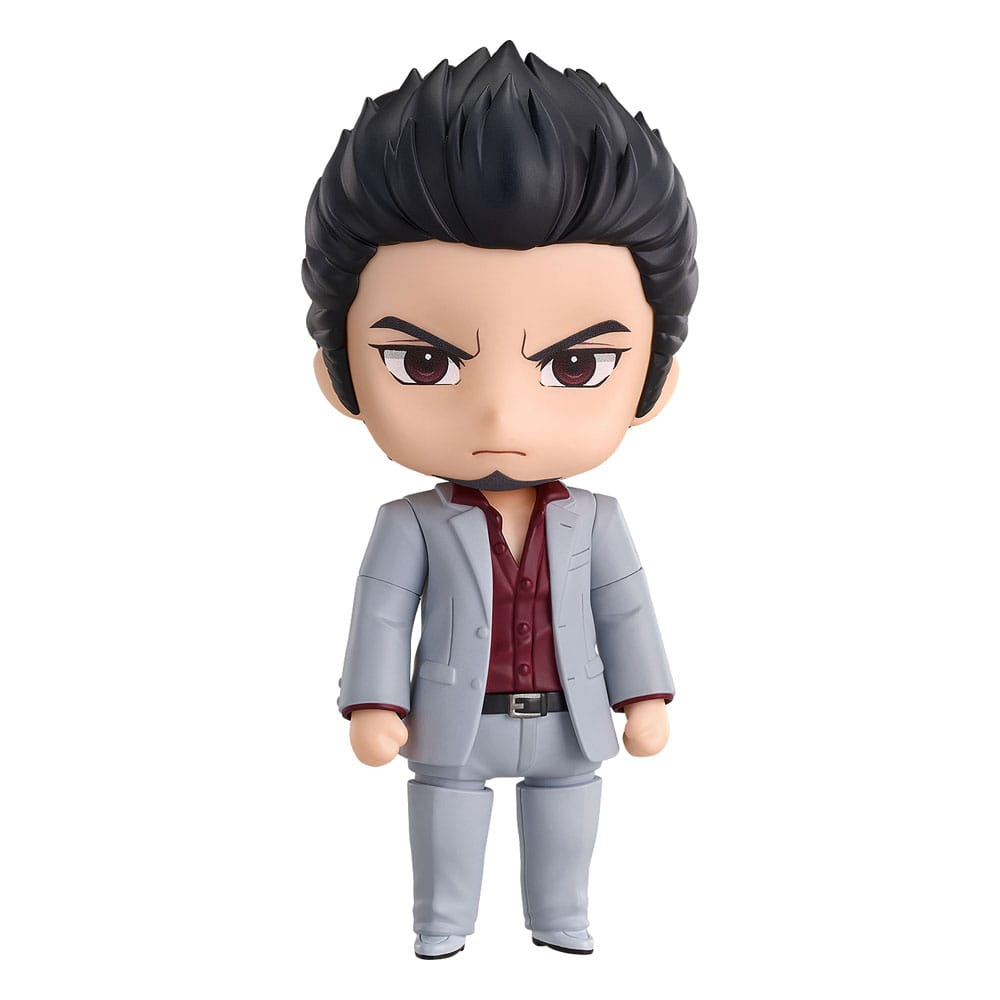 Good Smile Company Yakuza Nendoroid Kazuma Kiryu in grey suit and red shirt on white