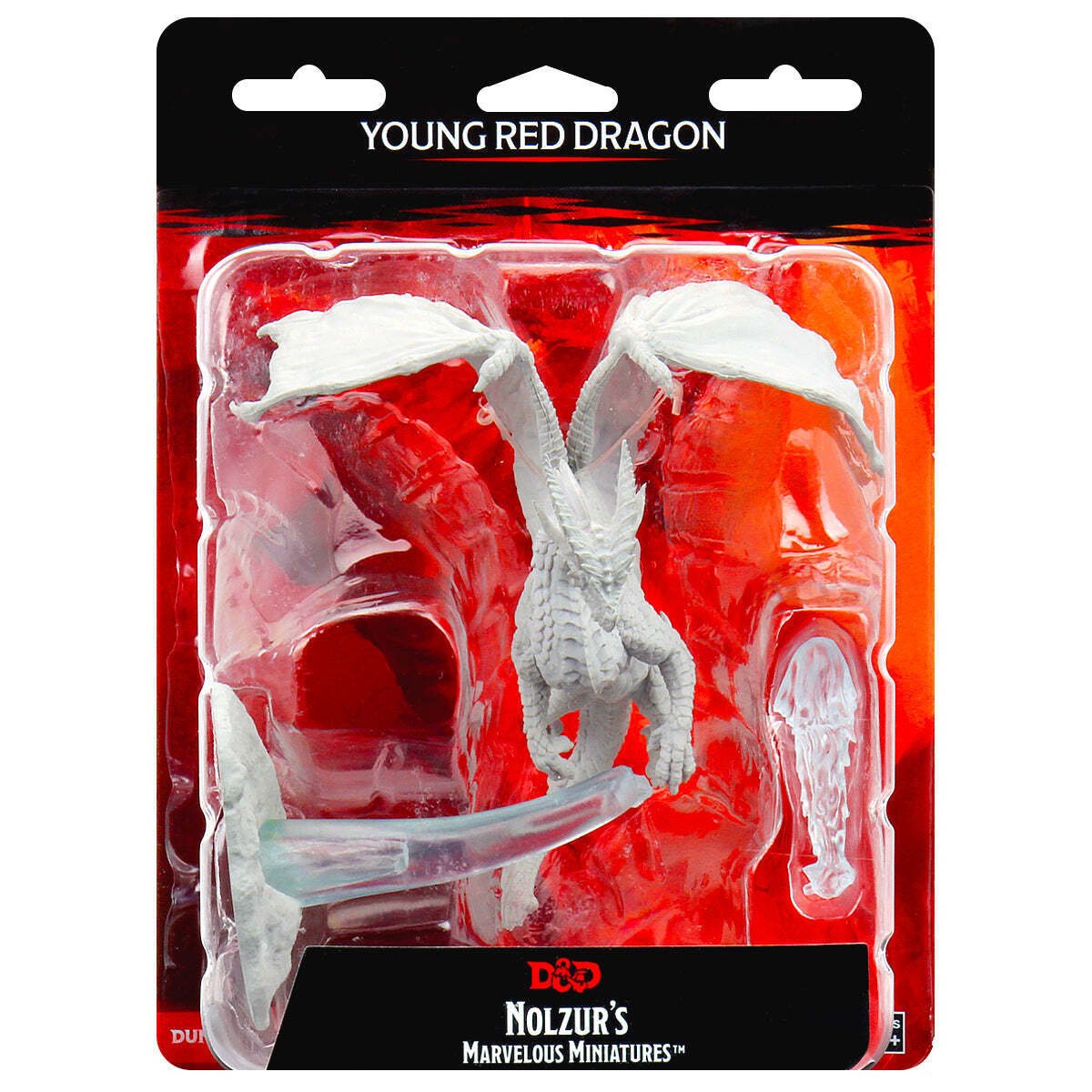WizKids Nolzur's Marvelous Miniatures Young Red Dragon in D&D blister packaging