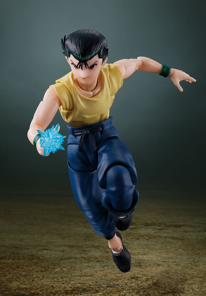 Yu Yu Hakusho S.H.Figuarts Yusuke figure leaping with a blue energy effect in hand