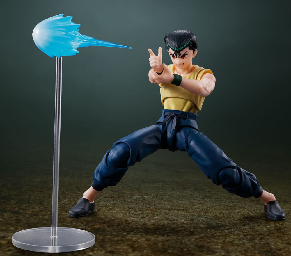 Yu Yu Hakusho S.H.Figuarts Yusuke figure firing the Spirit Gun effect part on its pedestal