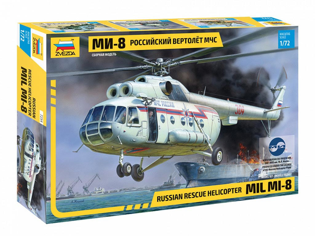 Zvezda 1:72 MIL MI-8 Rescue Helicopter RR - Z7254