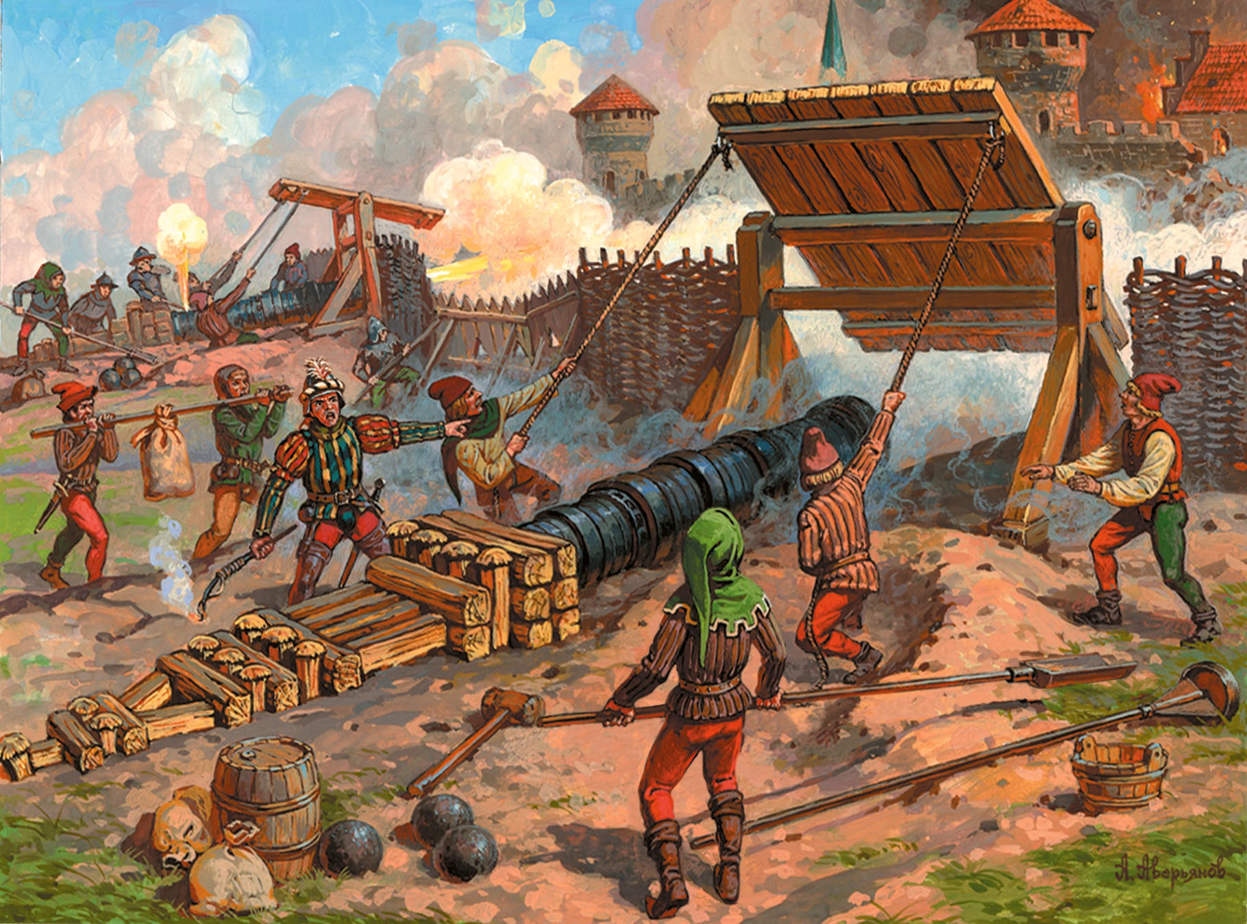 Zvezda 1:72 Medieval Heavy Bombard with 7 Figures - Z8032