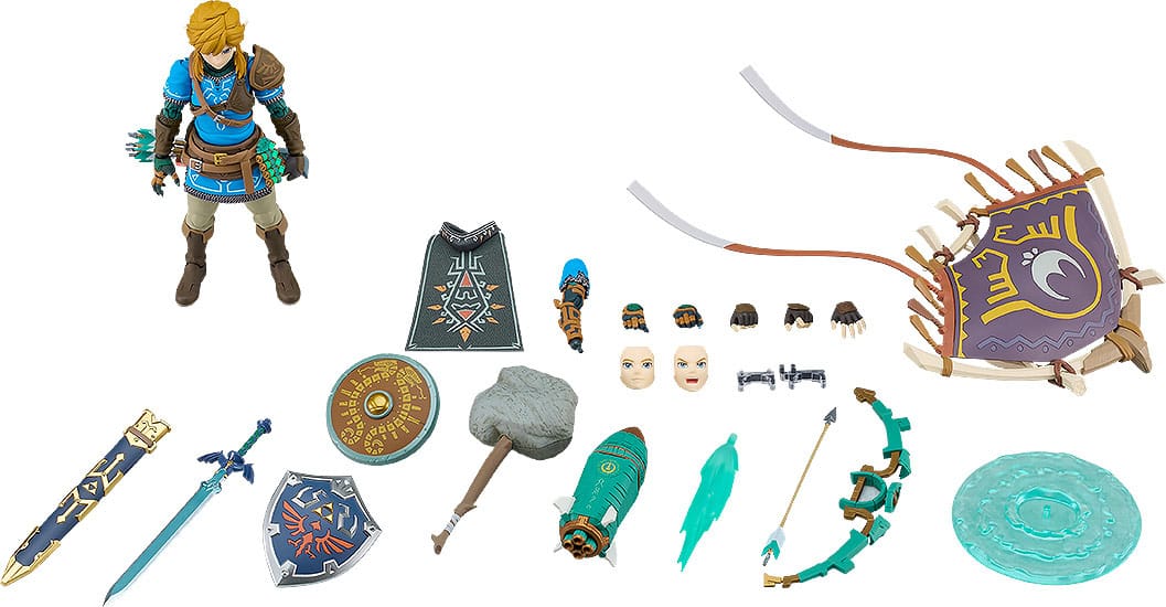 Max Factory figma Link DX Edition with all accessories: Master Sword, shields, bow, Paraglider and effects