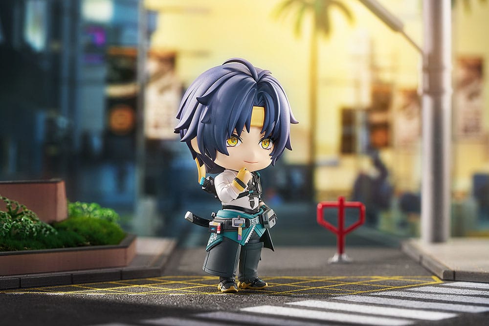 Harumasa Asaba Nendoroid on a sunlit street corner diorama