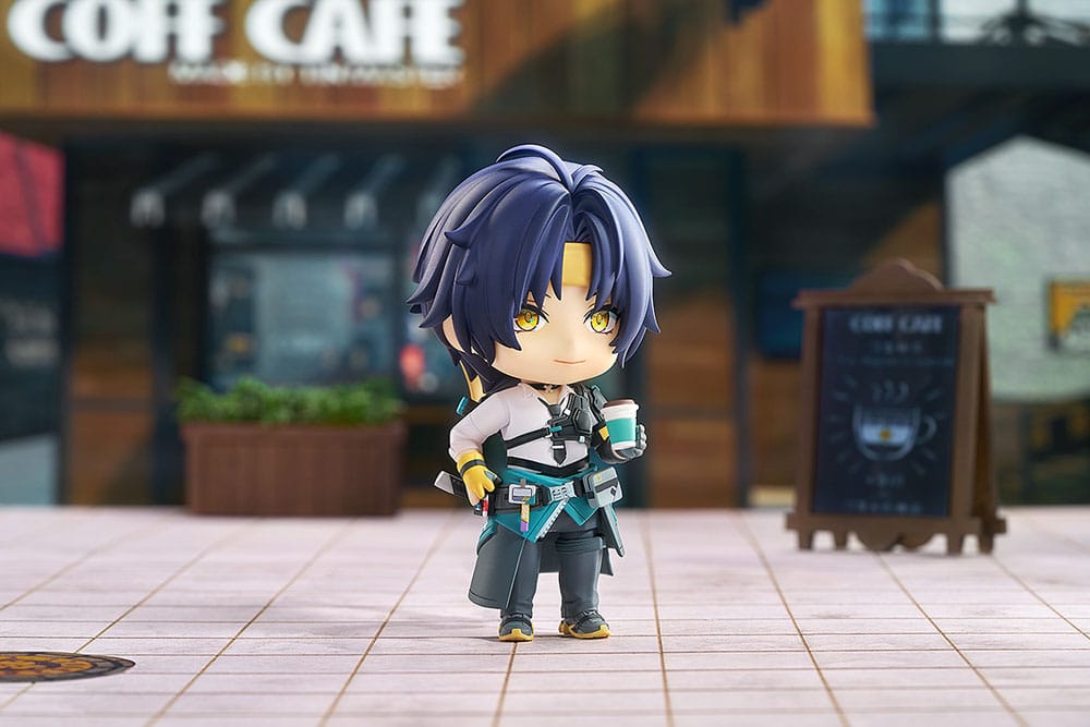Harumasa Asaba Nendoroid with coffee cup outside a café diorama