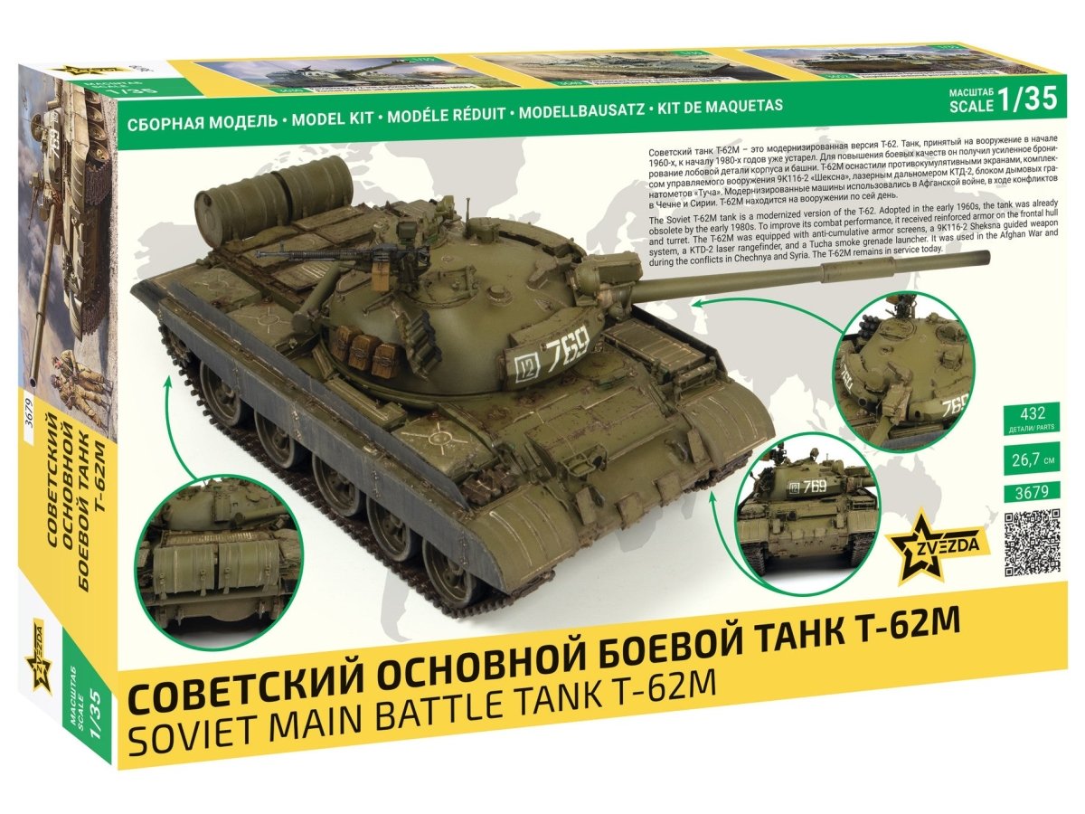 Zvezda 1:35 Soviet Main Battle Tank T-62M - Z3679