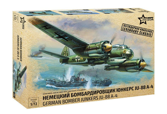 Zvezda 1:72 Junkers Ju 88 A-4 WWII Bomber - Z7282