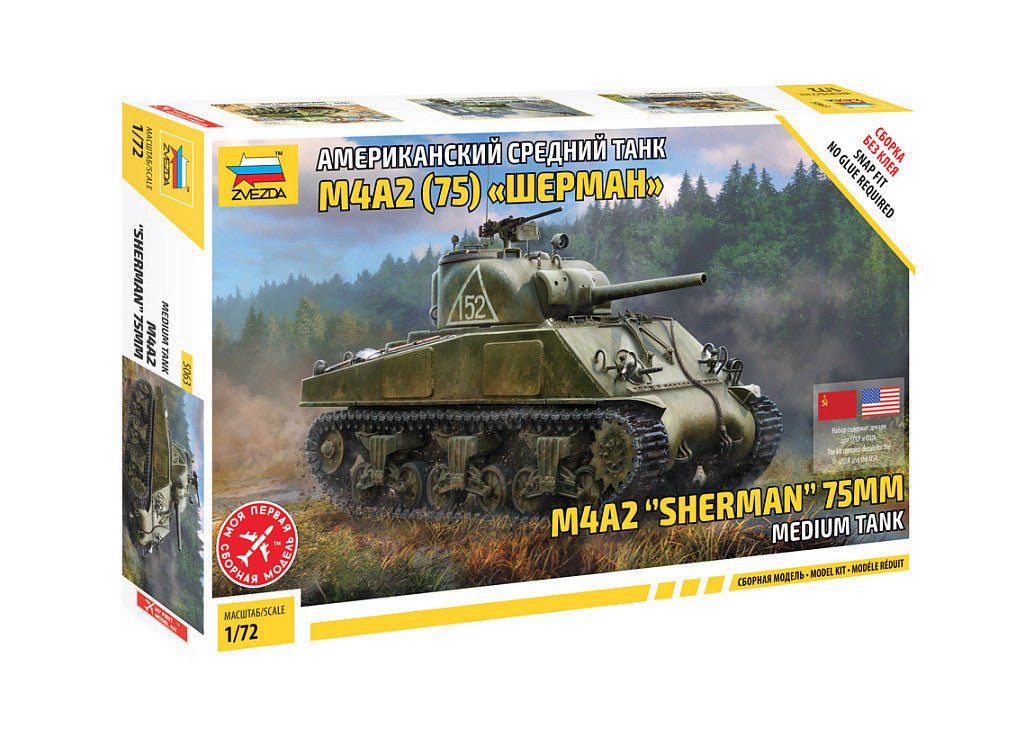 Zvezda 1:72 M4 A2 (75mm) Sherman Medium Tank - Z5063