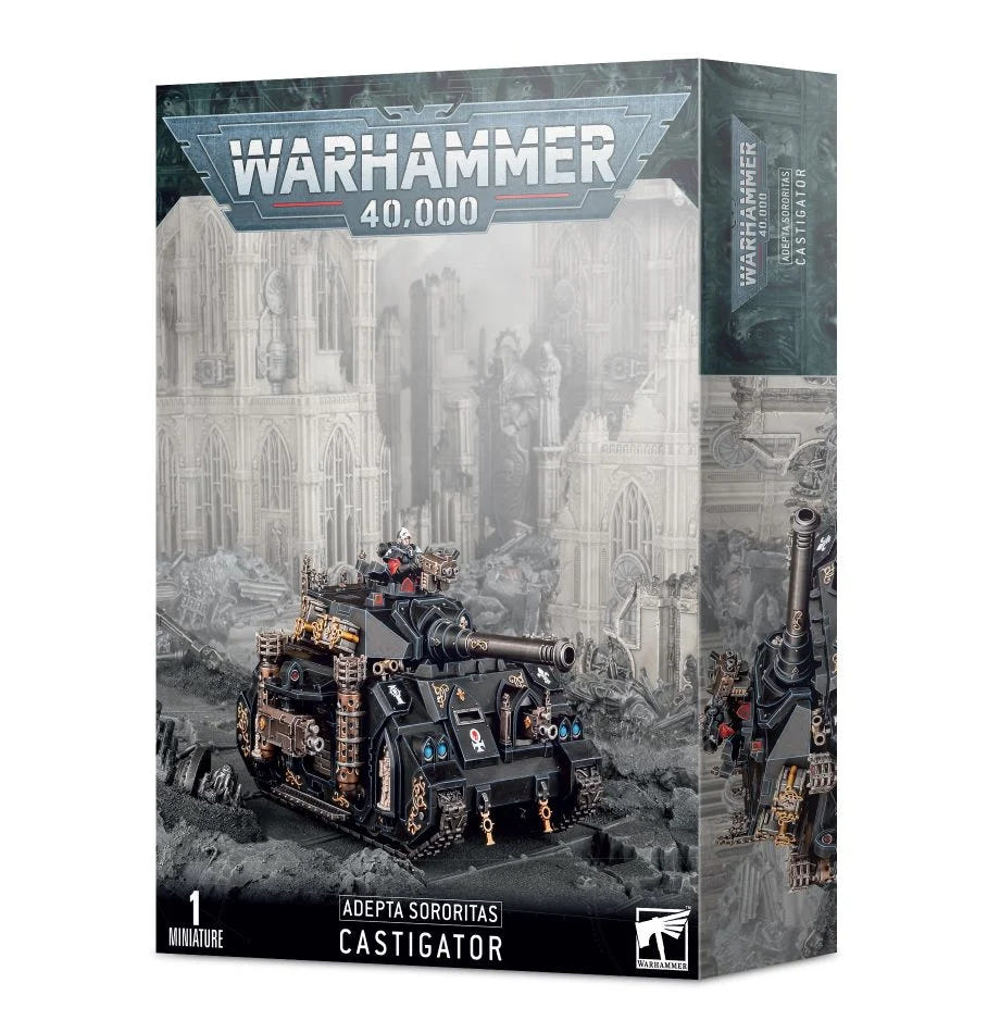 Games Workshop Warhammer 40,000 Adepta Sororitas Castigator box front, 1 miniature