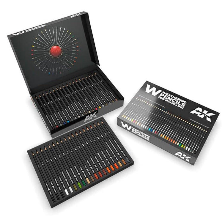 AK Interactive Weathering Pencils - Deluxe Edition Box (37 waterpencil colors) - Loaded Dice