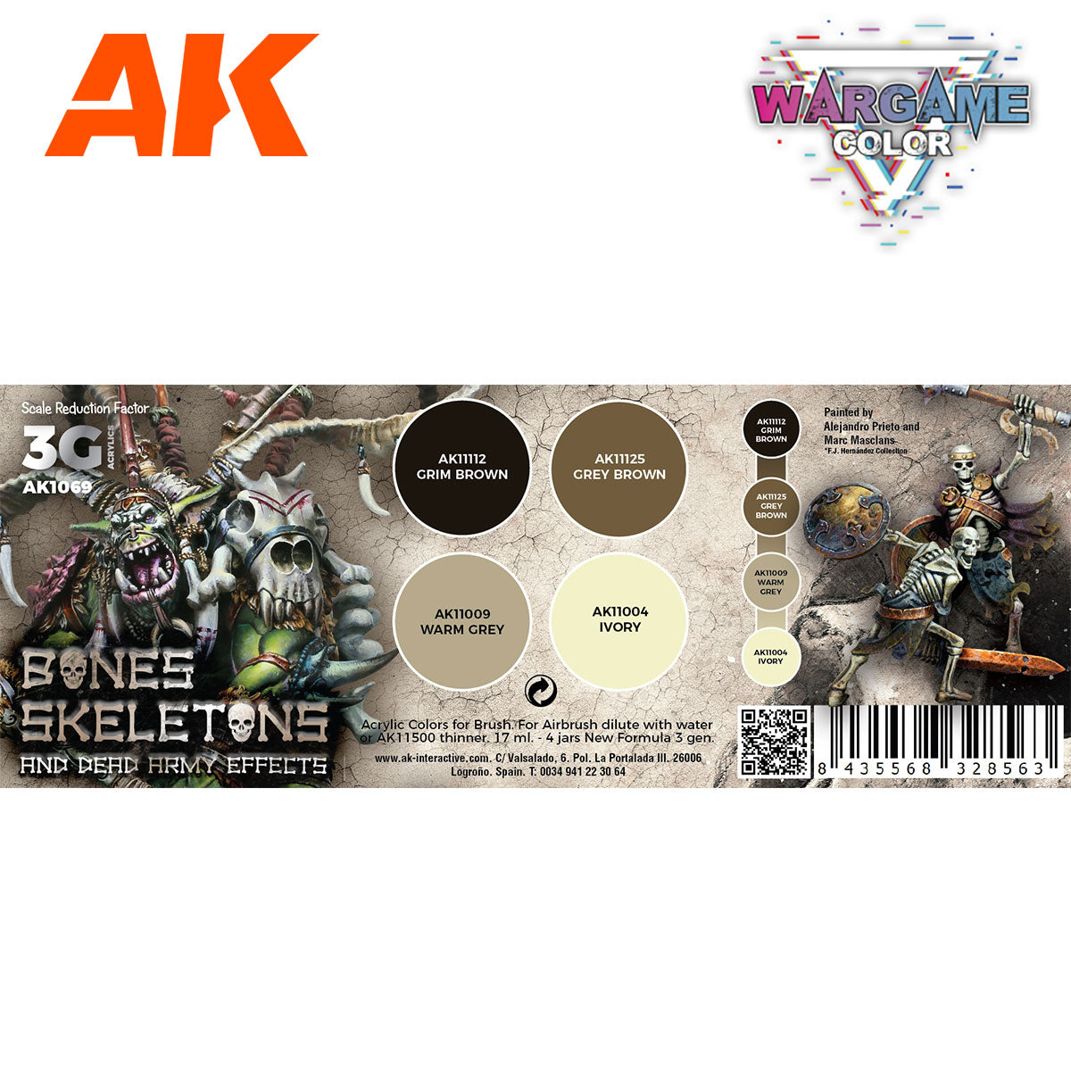 AK Interactive Wargame Color Set: Bones and Skeletons (AK1069) - Loaded Dice