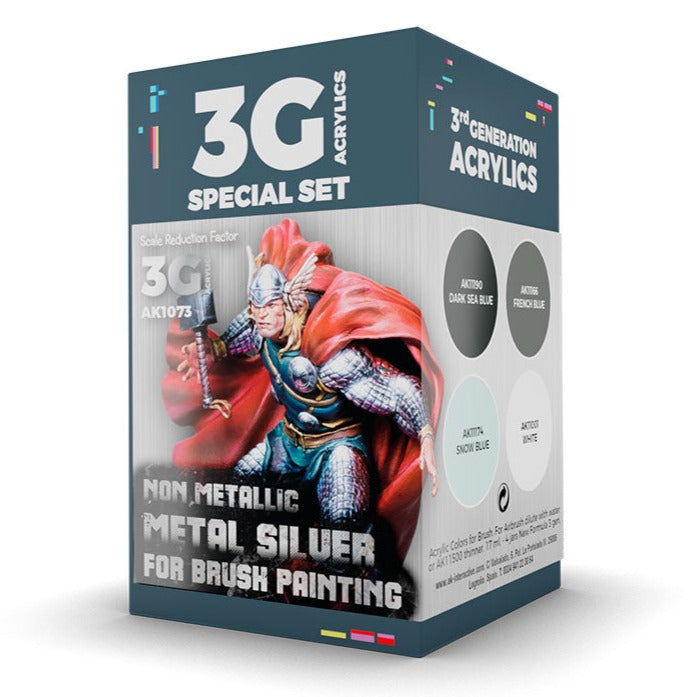 AK Interactive Wargame Color Set: Non-Metallic Metal Silver (AK1073) - Loaded Dice