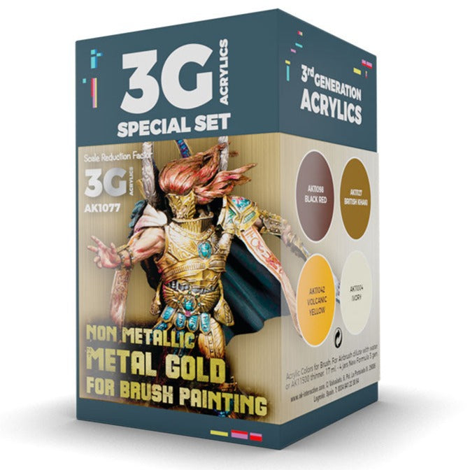 AK Interactive Wargame Color Set: Non-Metallic Metal Gold (AK1077) - Loaded Dice