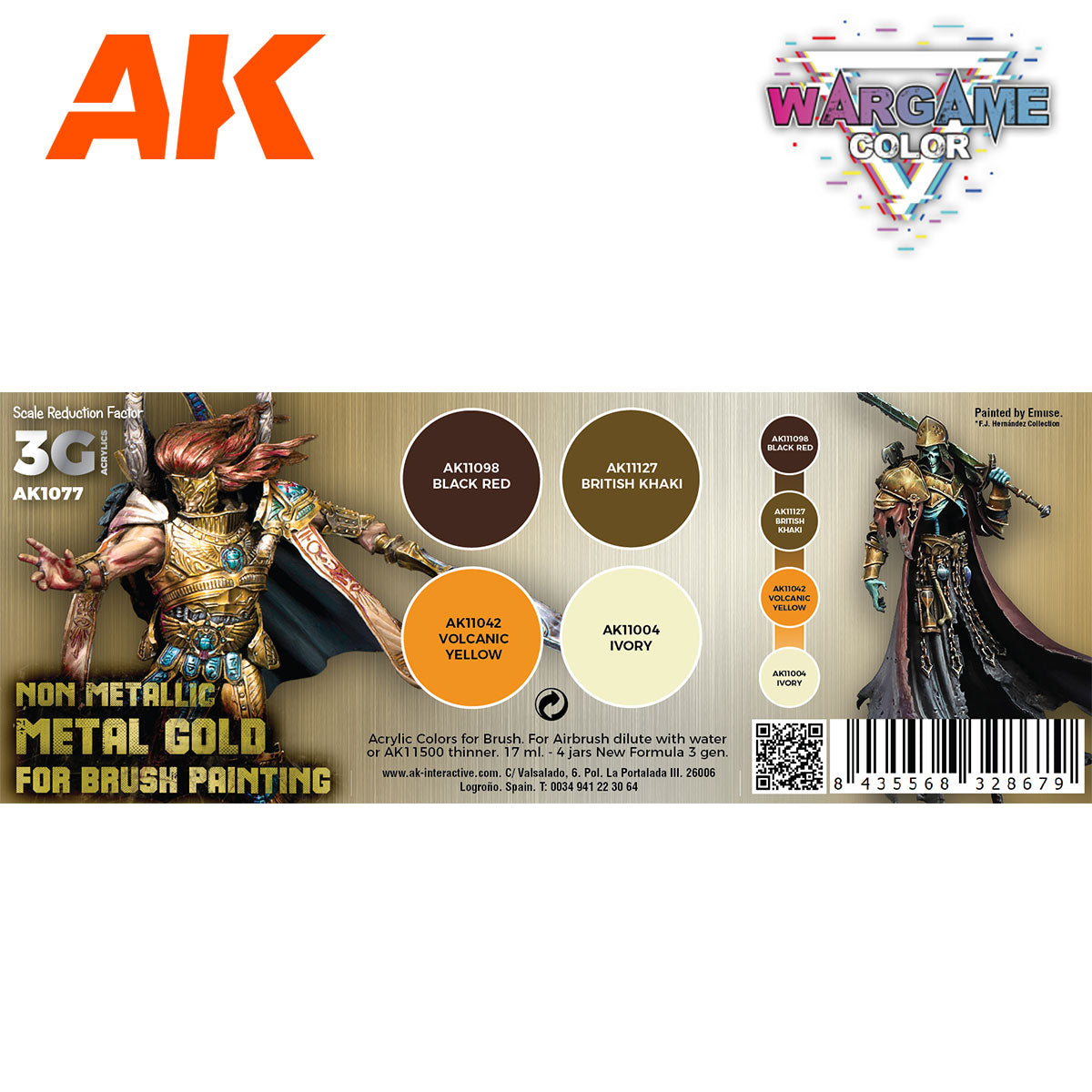AK Interactive Wargame Color Set: Non-Metallic Metal Gold (AK1077) - Loaded Dice