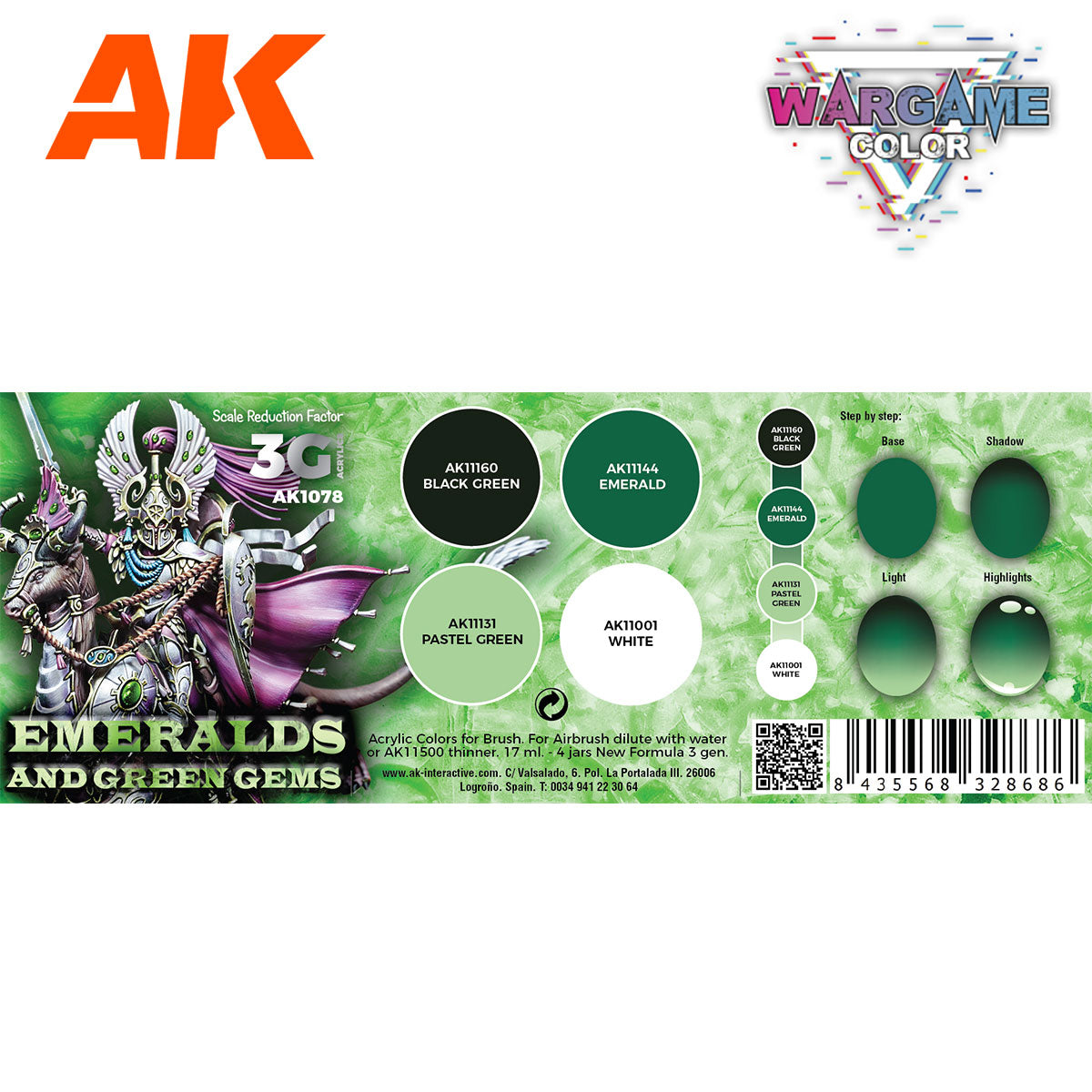 AK Interactive Wargame Color Set: Emeralds and Green Gems (AK1078) - Loaded Dice