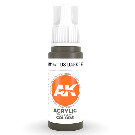 AK Interactive 3rd Gen Acrylic - US Dark Green 17ml AK11157 - Loaded Dice