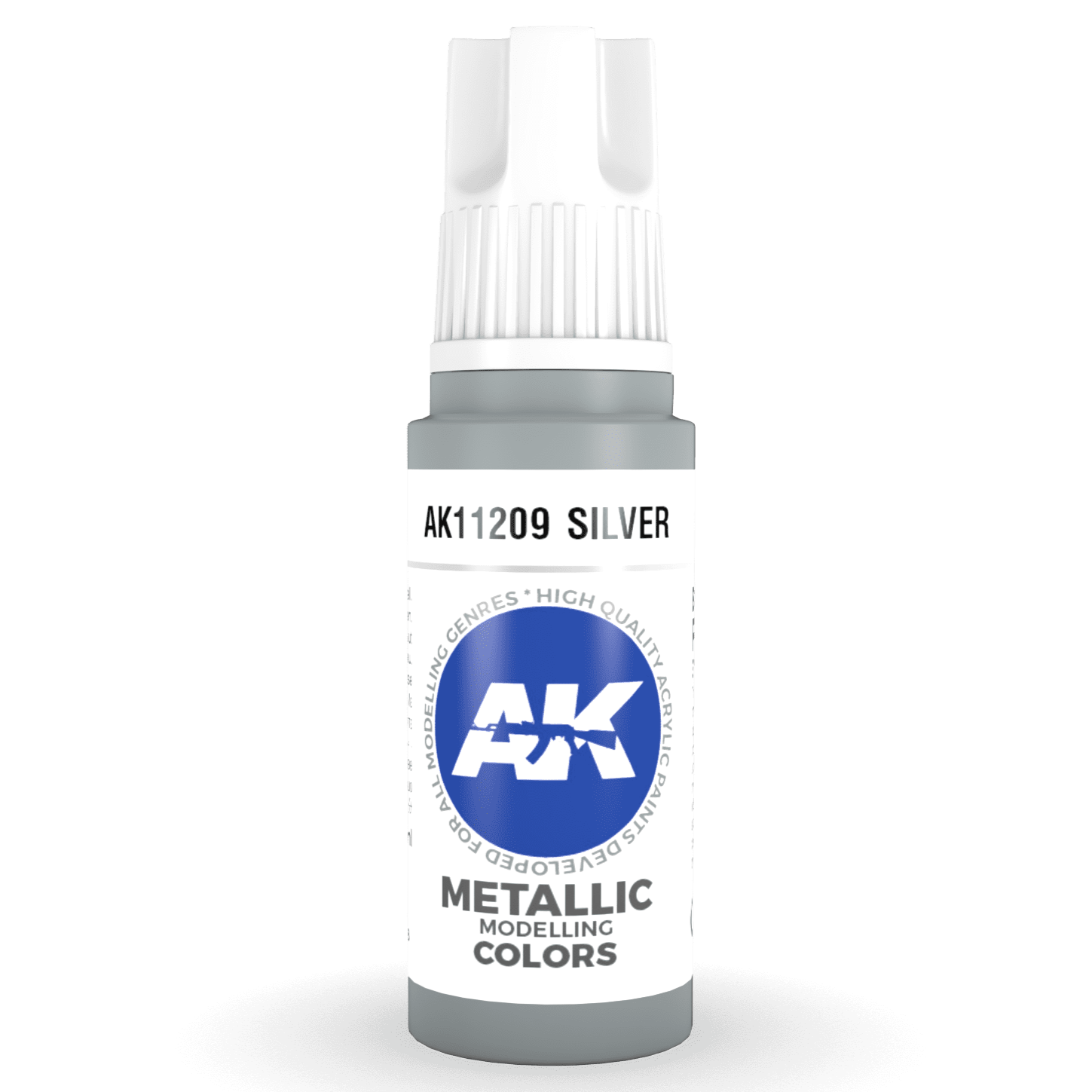 AK Interactive 3rd Gen Acrylic - Silver 17ml AK11209 - Loaded Dice