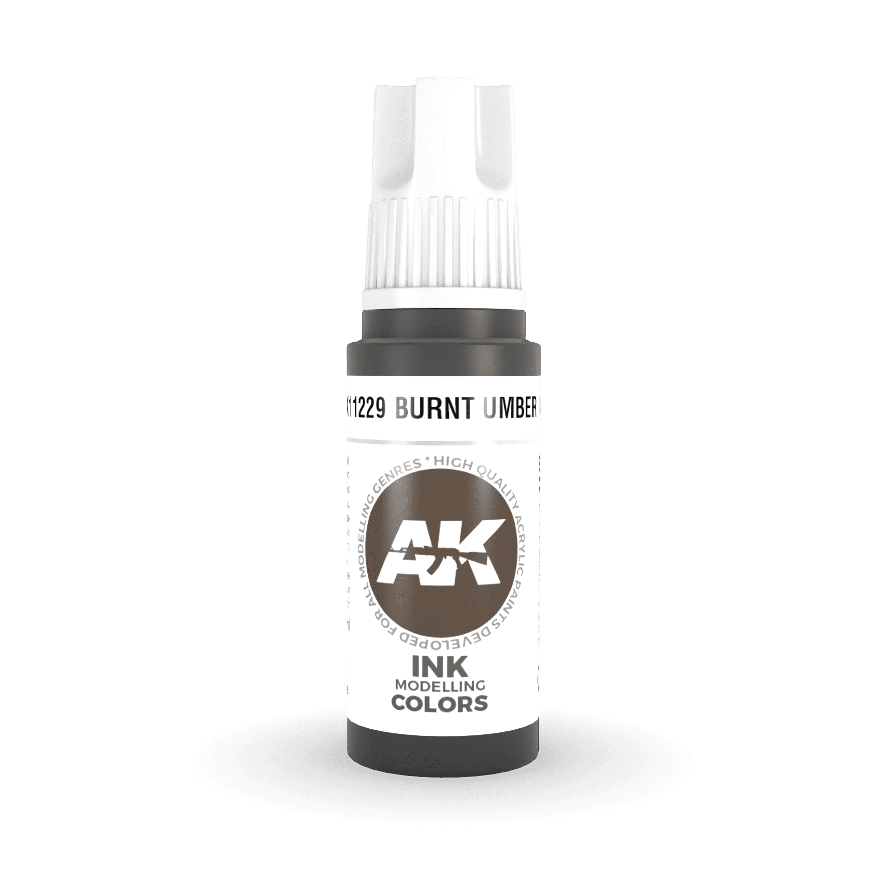 AK Interactive 3rd Generation acrylic paint Burnt Umber INK 17ml dropper bottle