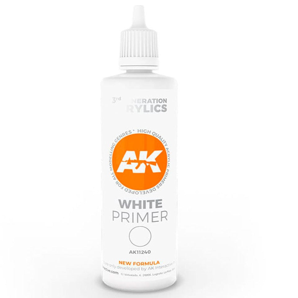 AK Interactive 3rd Gen White Primer 100ml - Loaded Dice