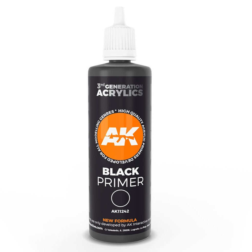 AK Interactive 3rd Gen Black Primer 100ml - Loaded Dice