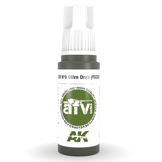 AK Interactive 3rd Gen Acrylic - Olive Drab Nº 9 (FS33070) 17ml AK11339 - Loaded Dice