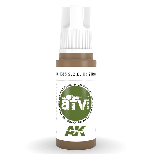 AK Interactive 3rd Gen Acrylic - S.C.C. No.2 Brown 17ml AK11385 - Loaded Dice