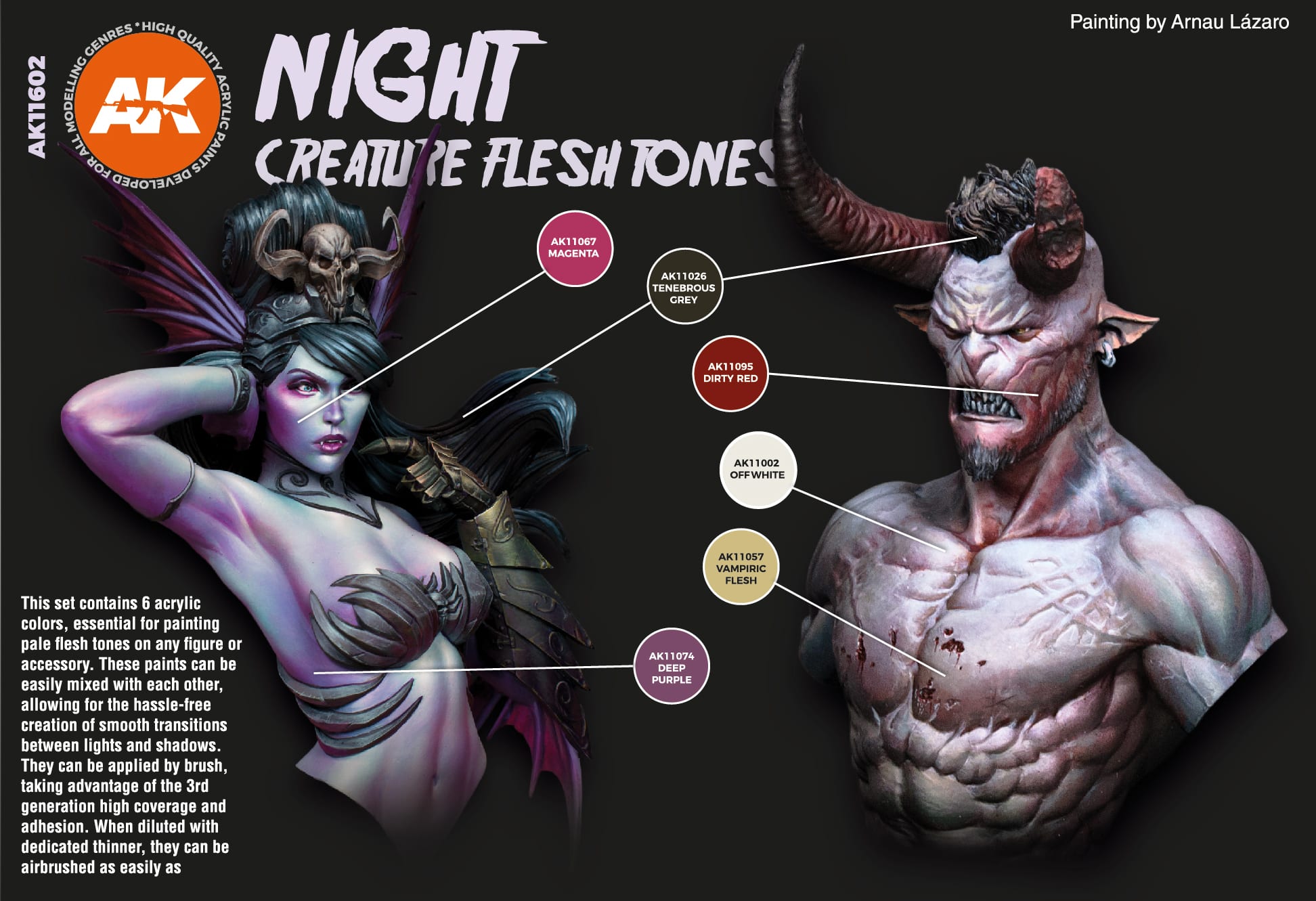 3Gen Acrylics Night Creatures Flesh Tones Set - Loaded Dice